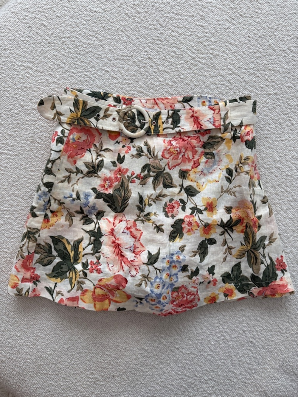Faithfull the Brand Linen High-Waist Belted Skort - XS